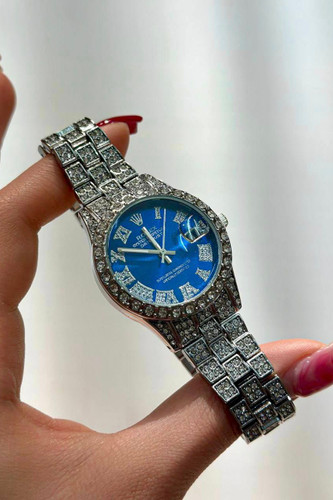 ساعت مچی رولکس فول نگین صفحه آبی