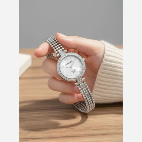 ساعت مچی زنانه هانگری بند استیل قفل دستتبندی شیشه تراش رنگ ثابت کیفیت عالی