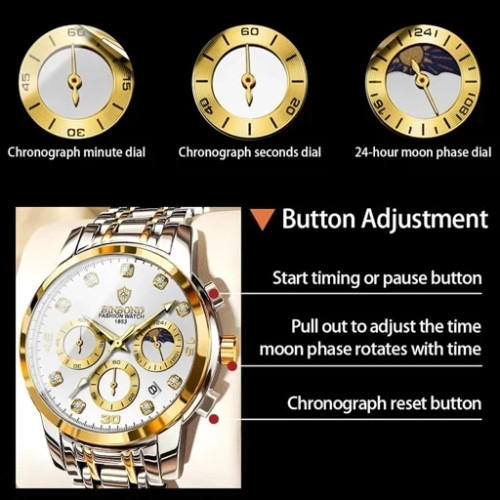 ساعت مچی مردانه اورجینال بین باند چهارموتور فعال ضد اب رنگ ثابت BIN BOND