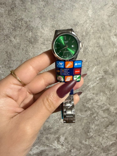 خرید و قیمت ساعت زنانه کاسیو CASIO نقره ای بند استیل رنگ صفحه سبز