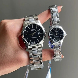 ست ساعت مردانه و زنانه کاسیو casio استیل صفحه مشکی