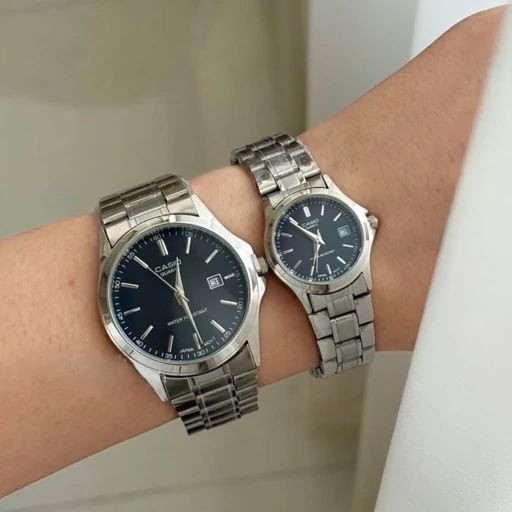 ست ساعت زنانه مردانه کاسیو casio | استیل صفحه مشکی