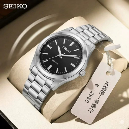 ساعت مردانه برند SEIKO صفحه مشکی ارزان و اقتصادی